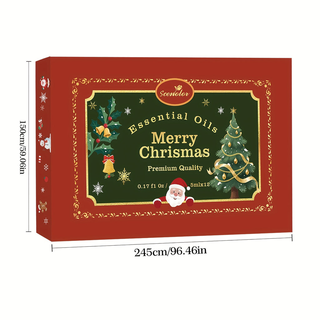 12-Pack Holiday Essential Oils Set 0.17 fl oz (5 ml) Bottles — Cinnamon, Gingerbread, Christmas Tree, Pumpkin Cake, Sandalwood, Fireside | Aromatherapy Oils for Diffusers, Humidifiers & Candle Making