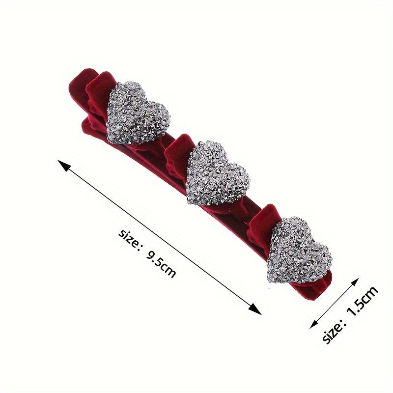 Sparkling Braided Rhinestone Hair Clips for Women Duckbill Barrettes Hairpins