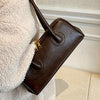 Vintage Chic PU Baguette Shoulder Bag for Women - Zipper Closure, Fixed Shoulder Strap, Spacious Underarm Handbag (Red, Green, Tan)