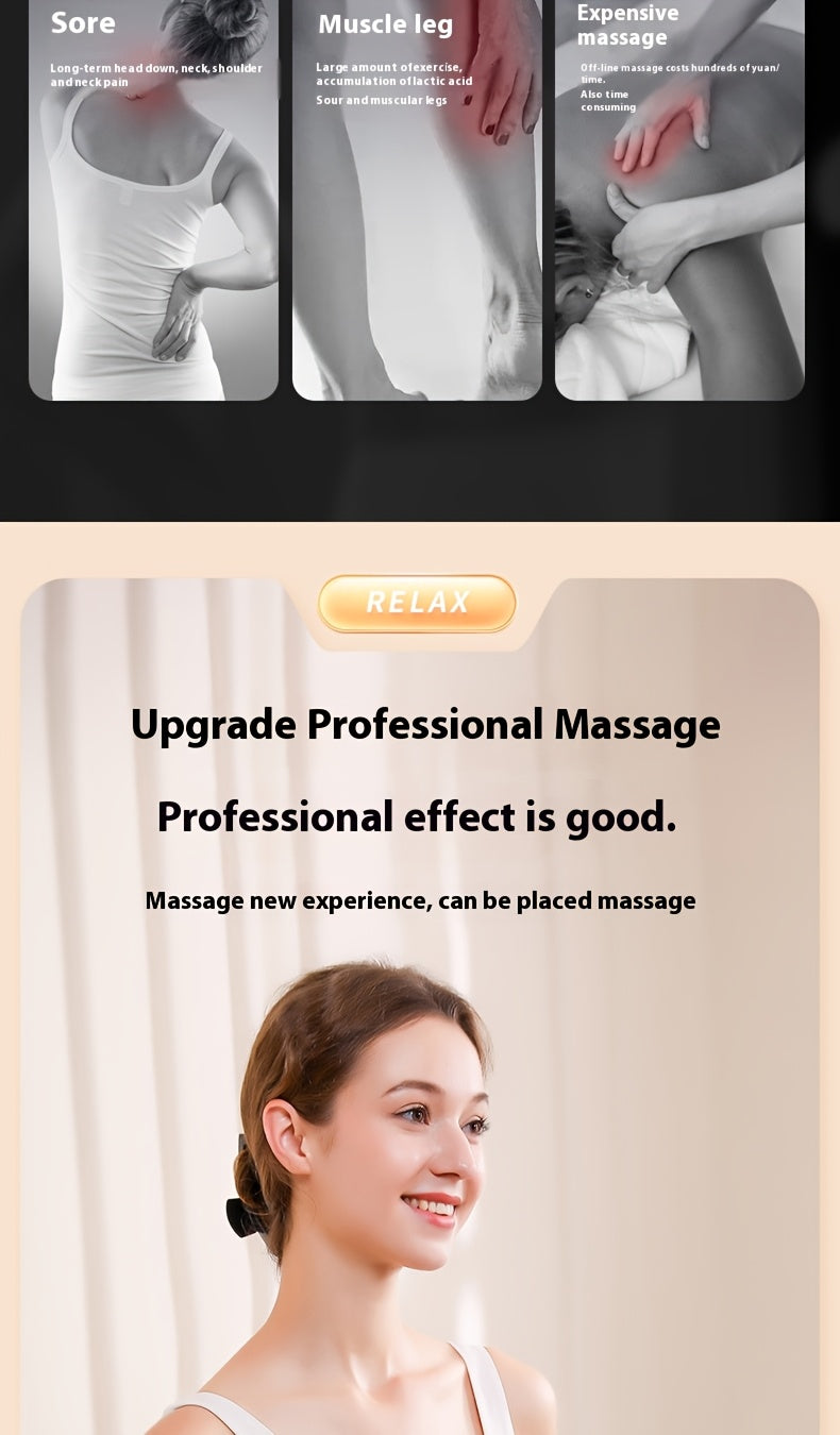 6-Head Percussion Massage Gun — Deep Tissue Massager, 44.1 lb (20 kg) Force, 9,600 RPM, 14 mm Travel, Rechargeable 1800mAh for Neck Back Legs Feet