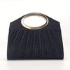 Women's Glitter Evening Clutch with Round Ring Handle – Pleated Surface, Double Magnetic Closure, Removable Crossbody Strap for Weddings & Parties