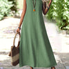 Women's V-Neck Sleeveless Maxi Dress – Elegant Loose Flowy Long Dress in Burgundy | All-Season, Machine Washable