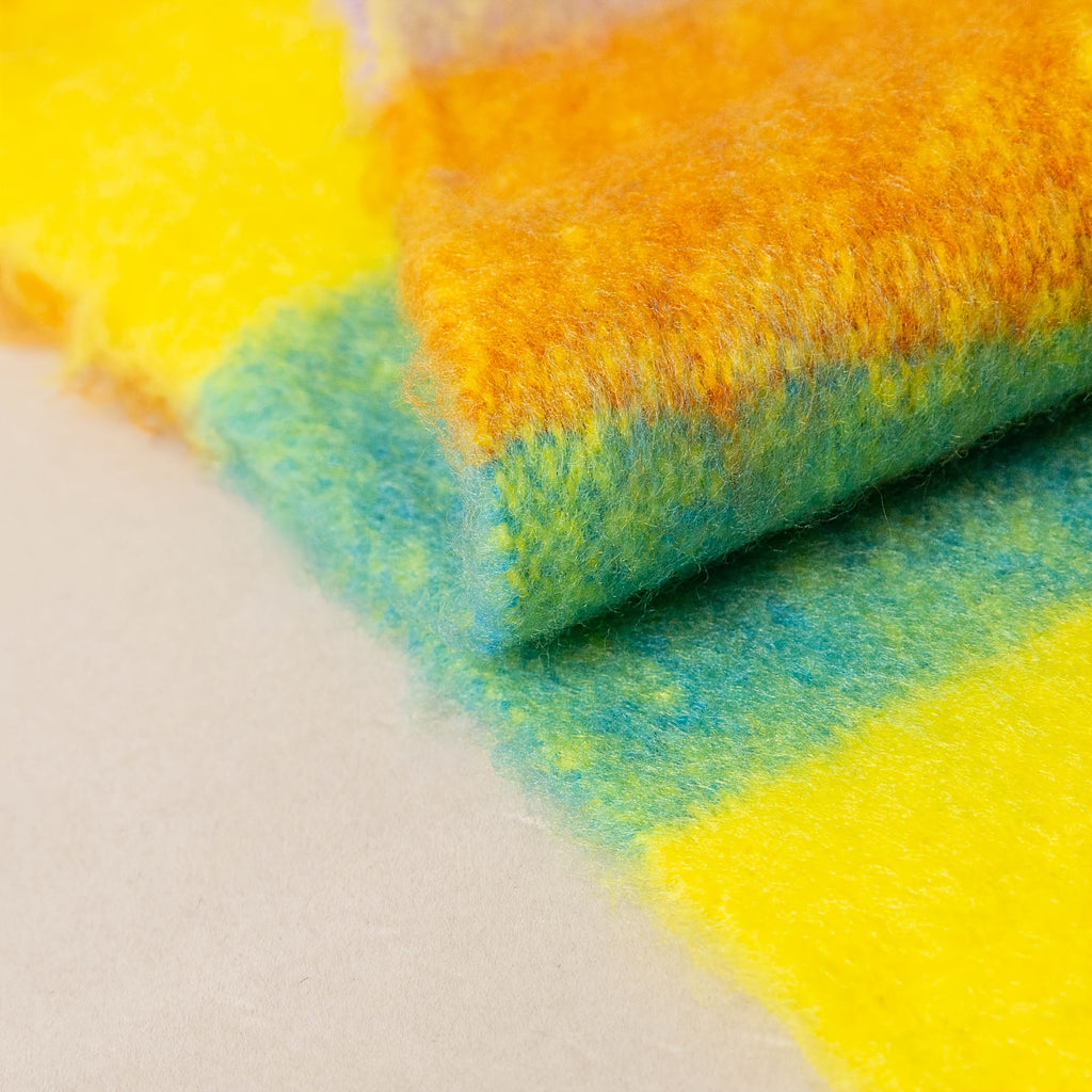 Women's Bohemian Plaid Tassel Scarf — Thick Faux Mohair Rainbow Shawl 240 cm (94.5 in)