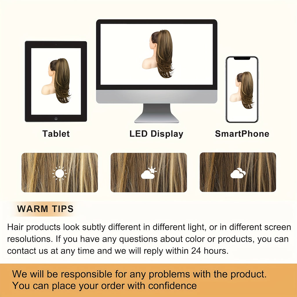 20-Inch (50 cm) Curly Wavy Drawstring Clip-On Ponytail Extension for Women