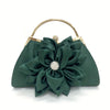 Vintage Floral Evening Clutch for Women, Red Fabric Handbag with Gold-Tone Hardware & Buckle Closure, Polyester-Lined Party Purse