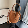 Women's Woven Bucket Handbag & Crossbody Bag - Detachable Strap, Gold-Tone Hardware, PU Leather Tote (Black, Beige, Green, Dark Brown)