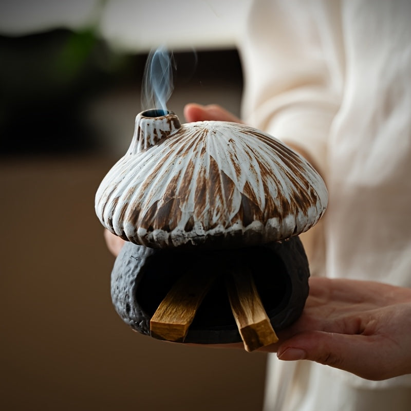 Mushroom Ceramic Essential Oil Burner - Mushroom House Aroma Diffuser & Fireproof Candle Holder