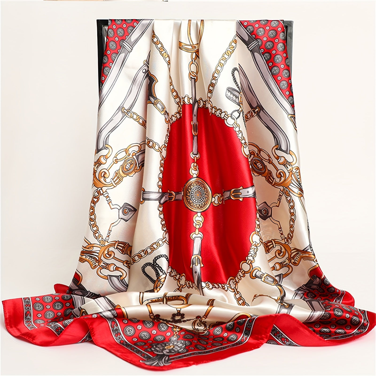 Women's Large Square Scarf 35.4 x 35.4 in (90 x 90 cm) – Printed Shawl, Headscarf & Neck Wrap – Lightweight All-Season Breathable Wrap in Multiple Colors