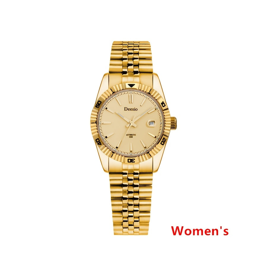 Deesio Women's Automatic Mechanical Watch with Moon-Phase Calendar, Stainless Steel Bracelet - Elegant Ladies Gift