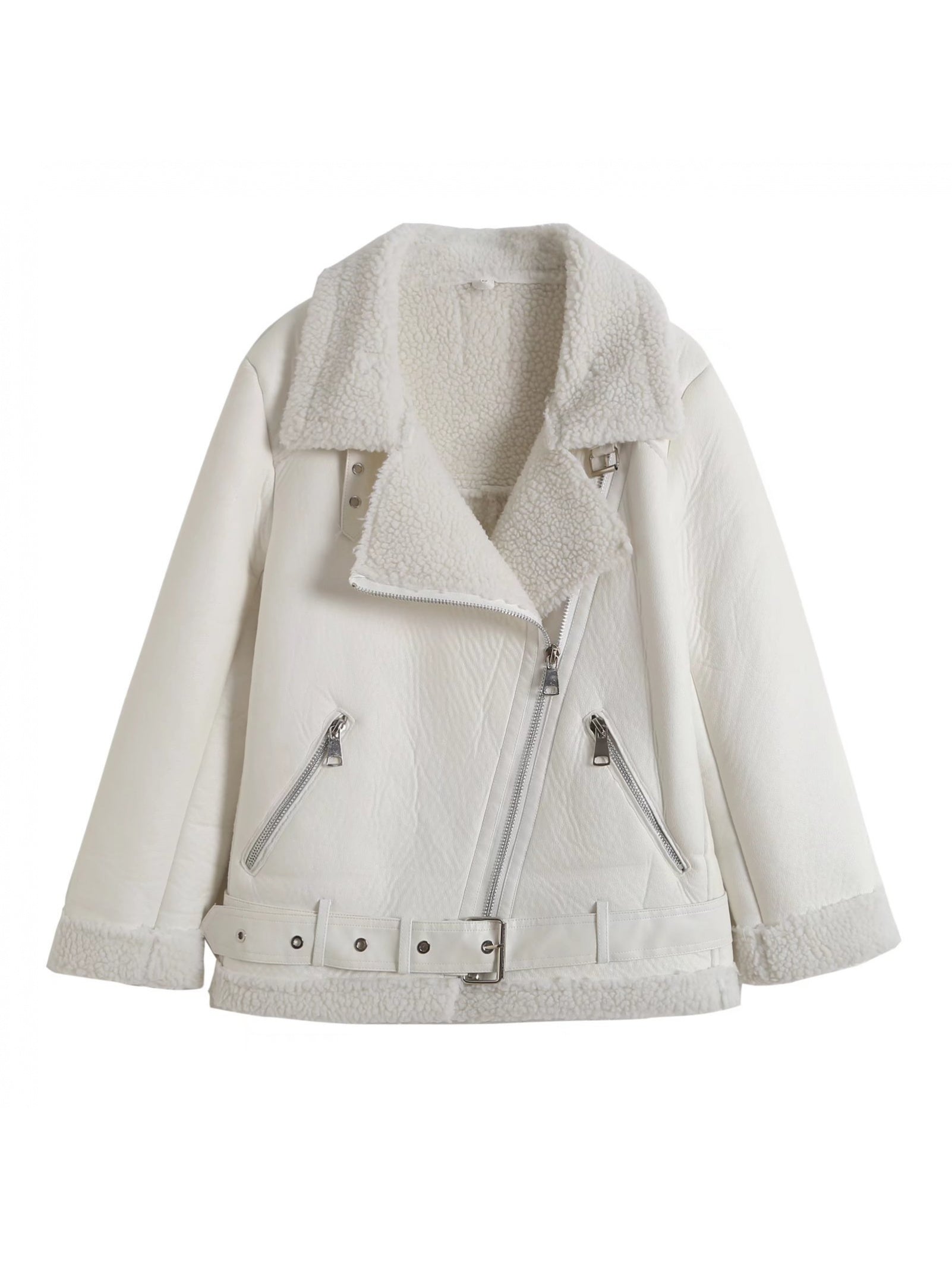 Women's PU Leather Jacket with Faux Fur Collar — Double-Sided Full-Zip Black Coat, Detachable Sleeves, Spring/Fall Casual & Formal Outerwear