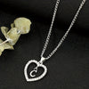 Vintage Silvery Alphabet Heart Pendant Necklace with Rhinestone Accents, Zinc Alloy Everyday Jewelry