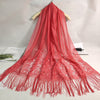 Lightweight Fringe Shawl Wrap for Women — Solid Floral Lace Evening Scarf for Weddings & Parties