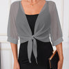 Lightweight Breathable Shawl Wrap with Tie-Front – Semi-Sheer Polyester Dress Accessory for Spring Summer Fall