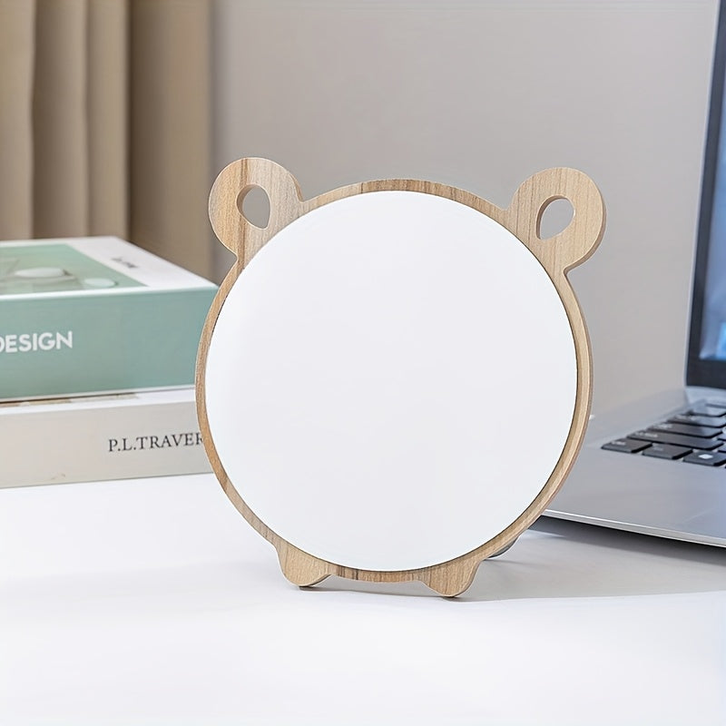 Elegant Rotatable HD Makeup Mirror - Adjustable Iron Frame Polished Glass Vanity Mirror No Battery, Cartoon Theme