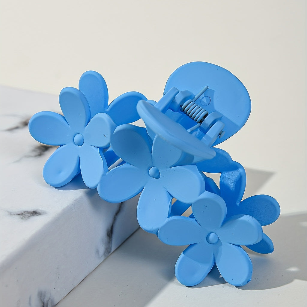 Bohemian Flower Hair Claw Clip - Solid Color Plastic Ponytail Hair Clip for Women