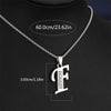 Silvery Alphabet Pendant Necklace (A-D) with Sparkling Stones - Stainless Steel Initial Necklace, Personalized Gift