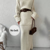 Plus Size Drop Shoulder Ribbed Crew Neck Sweater Set and Maxi Dress