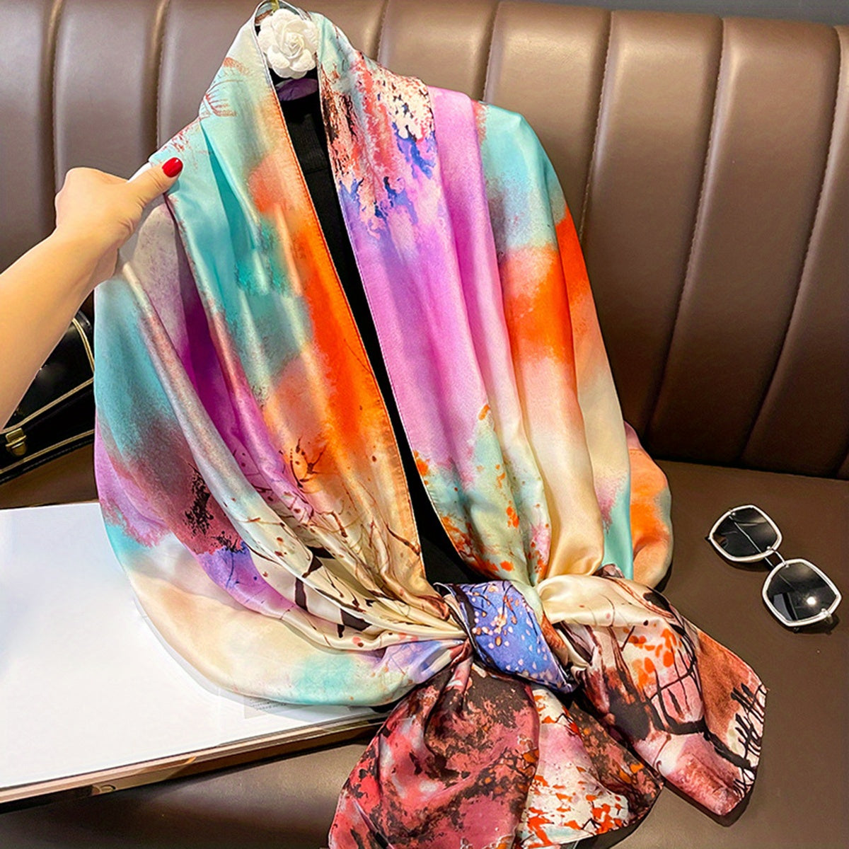 Elegant Landscape Print Scarf Shawl 35.4 in × 70.9 in (90 × 180 cm) Windproof Versatile Wrap for Women Hijab