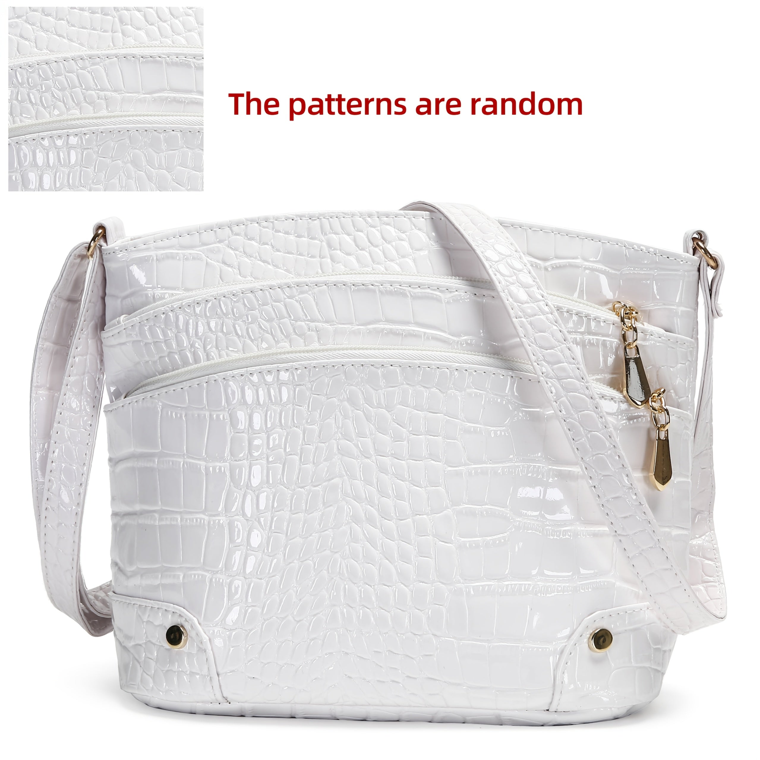 Crocodile Pattern PU Women's Shoulder & Crossbody Bag - Multi-Layer Large Capacity Bucket Bag
