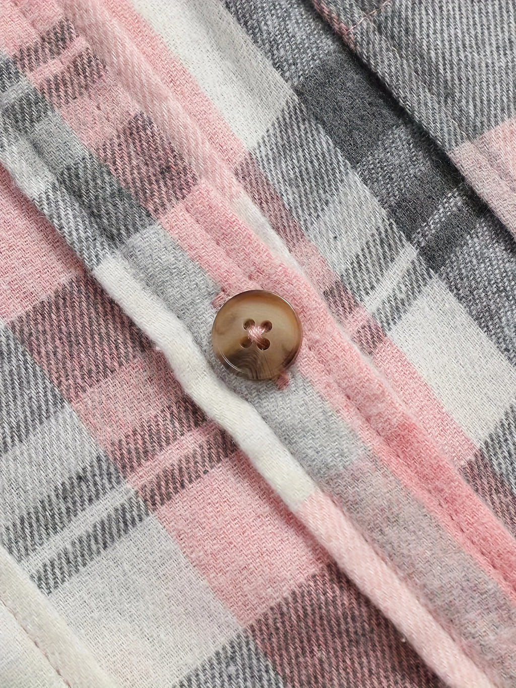 Women's Pink Gingham Plaid Button-Up Shirt – Lightweight Breathable Short-Sleeve Collared Top