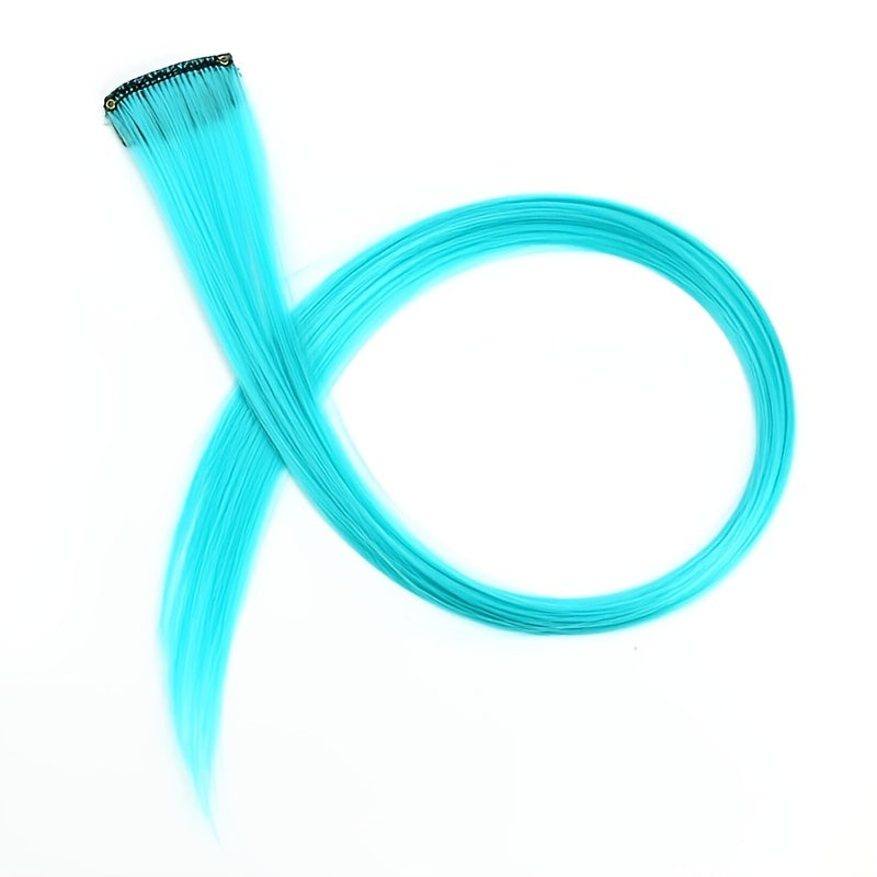 10-Pack 18-Inch (45 cm) Clip-In Hair Extensions — Straight Multicolor Highlights, Heat-Resistant Synthetic Clip-On Strands