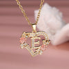 Gold & White Cubic Zirconia Heart-Shaped Rose Letter Pendant Necklace for Women, Valentine's Gift