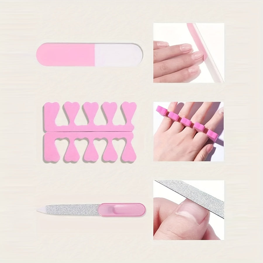 7-in-1 Nail Care Kit – LED Gel Nail Lamp, USB Nail Drill, Cuticle Pusher, Nail File & Toe Separators – Pink