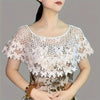 Hollow-Out Lace Pullover Shawl Cape – Lightweight Monochrome Summer Knit Poncho