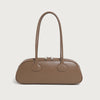 Women's Light Beige Baguette Handbag – Large Capacity Layered Korean Retro Vintage Bag with Buckle Closure, Split Leather
