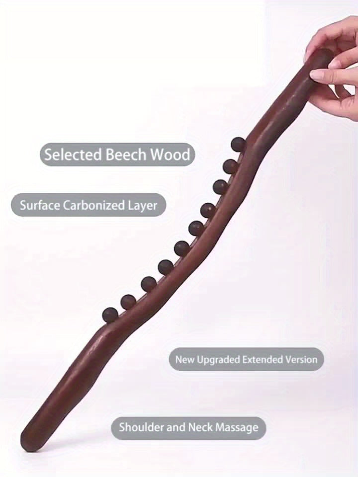 19-Bead Meridian Rolling Massage Stick — Manual Neck, Back & Abdominal Body Massager