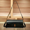 White French Baguette Crossbody Bag for Women — Gold-Tone Chain & Removable Shoulder Strap, Magnetic Closure, Split Leather