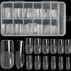 120-Pack Full-Cover Square Press-On Nails, 12 Sizes Acrylic French Square Nail Tips – Nude Glossy