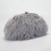 Women's Silvery Grey Wool-Look Messenger Bag with Removable Strap & Buckle Closure