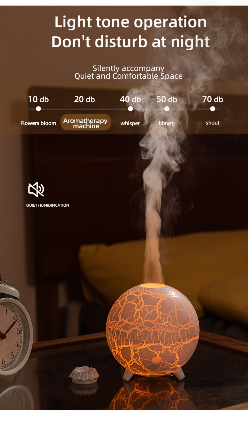 Crackled-Globe Ultrasonic Humidifier & Essential Oil Diffuser – Compact Desktop Mist Maker for Office & Bedroom