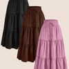 3-Pack Women's Plus Size Pleated Midi Skirts – Loose Fit with Ruffle Detail, Solid Colors for Spring/Summer
