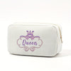 Personalized Embroidered Flower Basket Makeup Bag – Custom Name Travel Cosmetic Pouch, Bridesmaid & Valentine's Gift