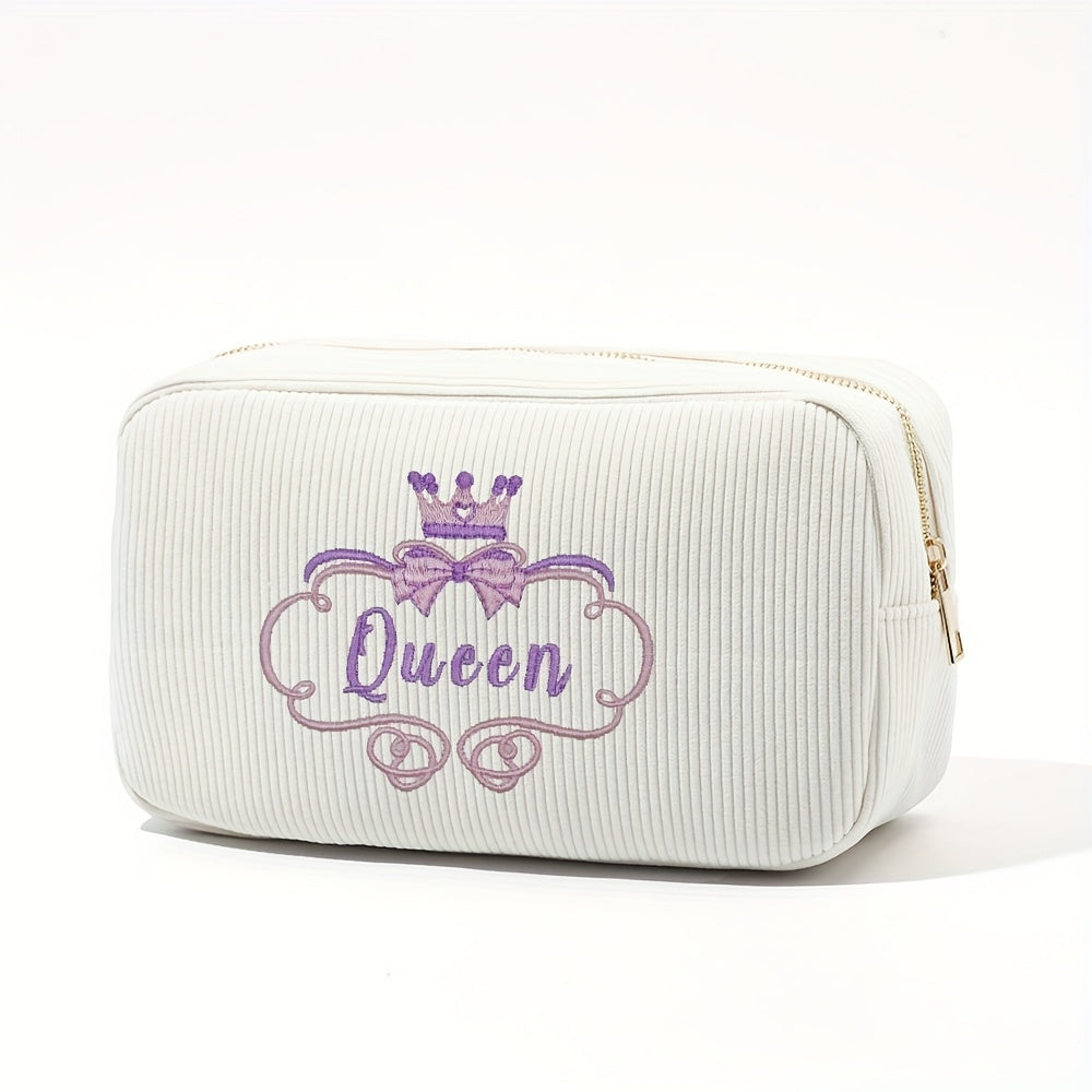 Personalized Embroidered Flower Basket Makeup Bag – Custom Name Travel Cosmetic Pouch, Bridesmaid & Valentine's Gift