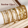 12-Pack Women's Stainless Steel Bracelet Set - Gold-Tone Layered Chain Link Bracelets for Daily Wear and Parties