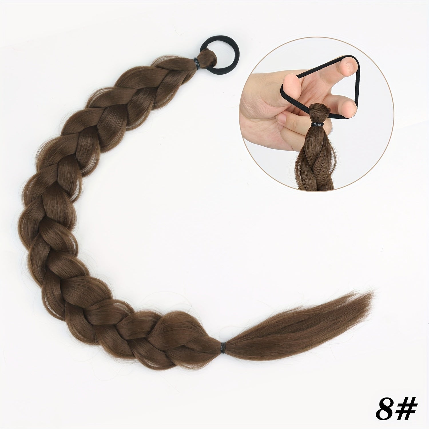 Long Braided Ponytail Extension with Elastic Tie - Heat-Resistant Synthetic Hair for Women, Wrap-Around Ponytail for Daily & Party