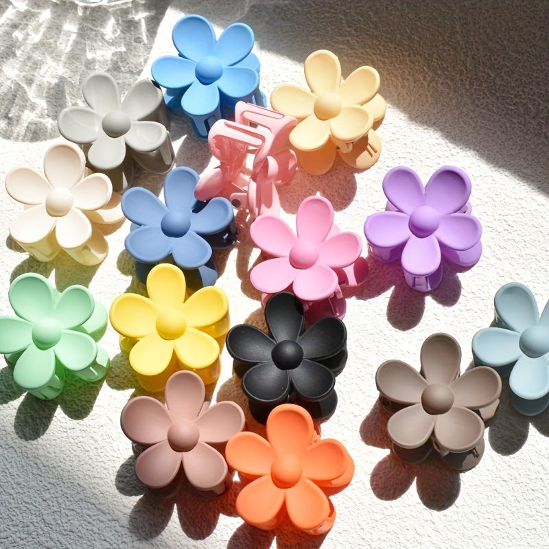 8-Pack Frosted Macaron Flower Hair Clips for Women – Small Neutral Floral Braid & Styling Accessories