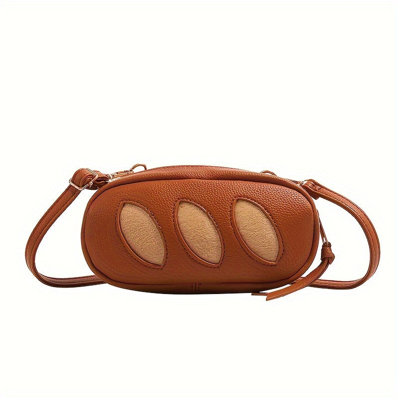 Baguette Bread Crossbody Bag - Cute PU Leather Shoulder Bag with Adjustable Strap, Multifunctional Commuter Purse