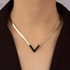Minimalist V-Shaped Gold-Plated Vertical Bar Necklace – Zinc Alloy Chain for Everyday & Party