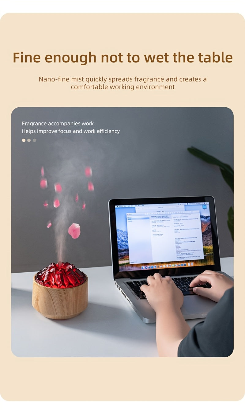 Campfire Desktop Humidifier & Aroma Diffuser — Soundwave Ultrasonic, Real Flame Effect, Dual Mist, Quiet USB Humidifier with LED Night Light & Auto Shut-Off (Black, Red, Purple, Green, Gold, Brown)