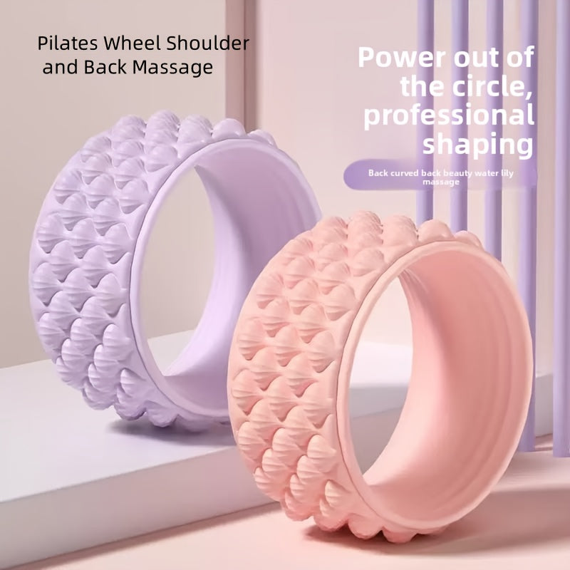 Pilates Wheel & Back Massager – Manual Core Roller with Sturdy Base for Spinal Decompression and Ab Strengthening | Home Gym Equipment (Pink / Light Blue / Light Purple)