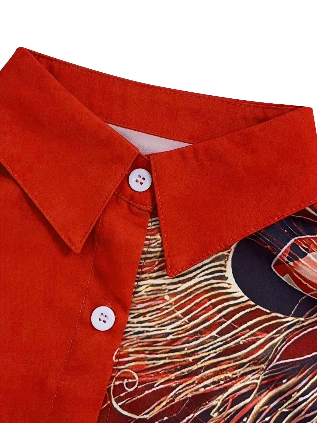 Women's Peacock Print Button-Front Blouse - Turquoise with Gold Buttons, Lapel Collar, All-Season Office & Party Top