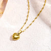 18K Gold-Plated Stainless Steel Heart Pendant Necklace for Women, Vintage Clavicle Chain Gift for Valentine's Day, Wedding & Everyday