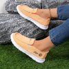 Women's Casual Slip-On Loafers with Floral Embroidery, Lightweight Non-Slip Rubber Sole, Beige with Orange Accents