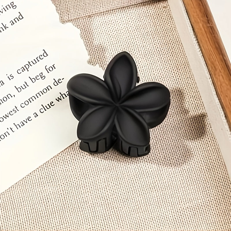 4-Pack 1.6in (4cm) Freesia Flower Hair Claw Clips - Matte Milk Tea Lightweight Hair Accessories