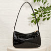 Golden Crocodile-Embossed Shoulder Baguette Bag for Women, Metallic Underarm Purse — Chic Everyday & Mother's Day Gift