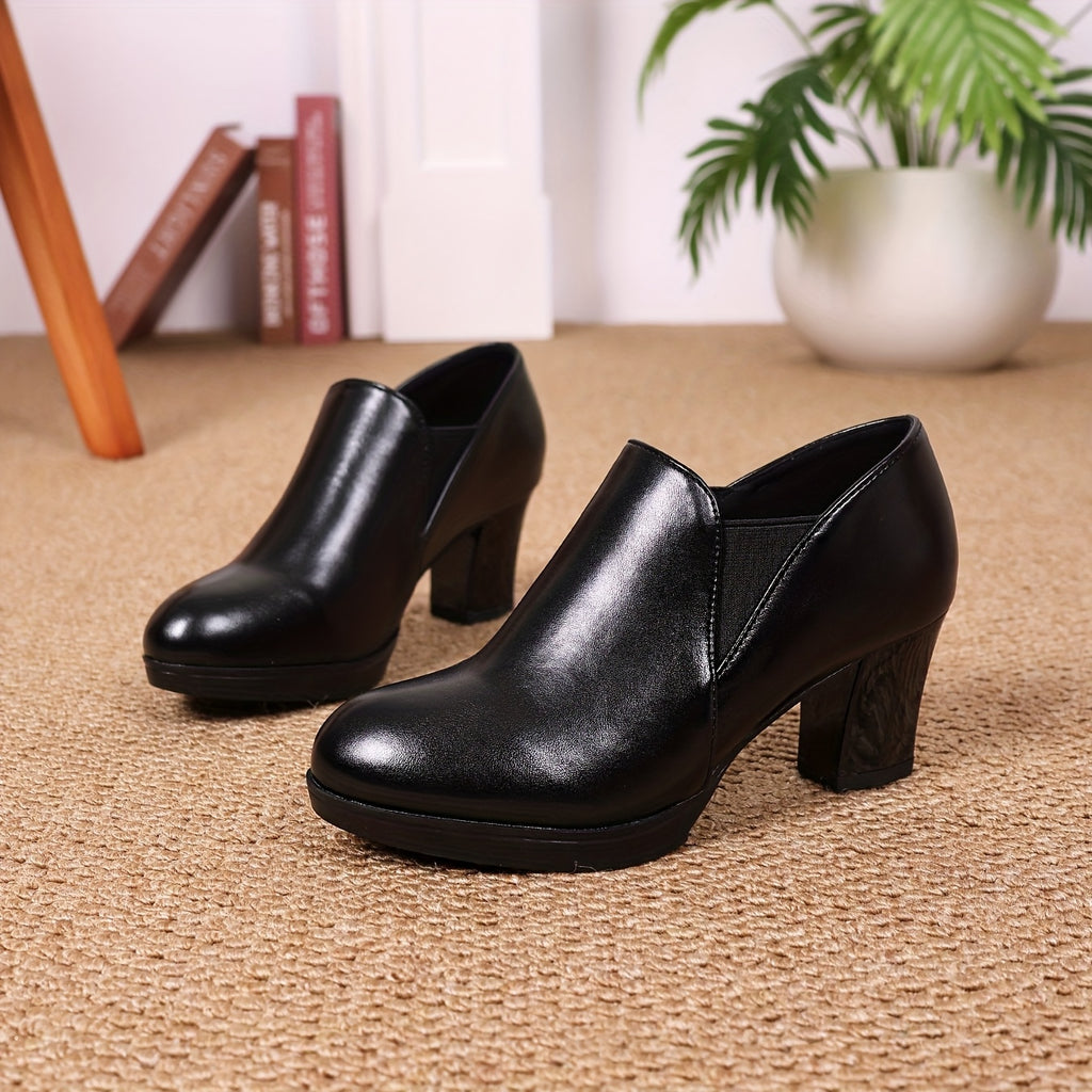 Women's Mary-Jane Block Heel Pumps - Round Toe Non-Slip Comfortable Casual & Elegant Heels